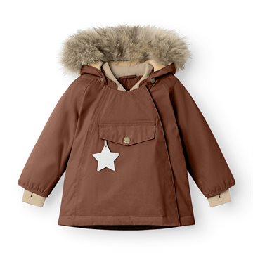 Mini A Ture MATWANG fleece lined winter jacket fur. GRS - Rootbeer brown