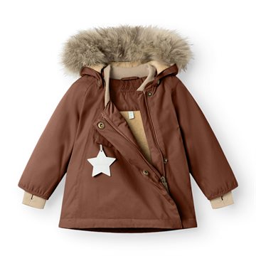 Mini A Ture MATWANG fleece lined winter jacket fur. GRS - Rootbeer brown