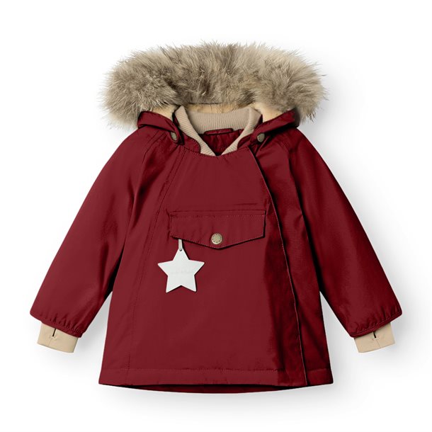 Mini A Ture MATWANG fleece lined winter jacket fur. GRS - Red merlot