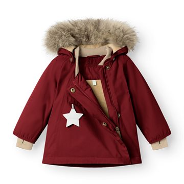 Mini A Ture MATWANG fleece lined winter jacket fur. GRS - Red merlot