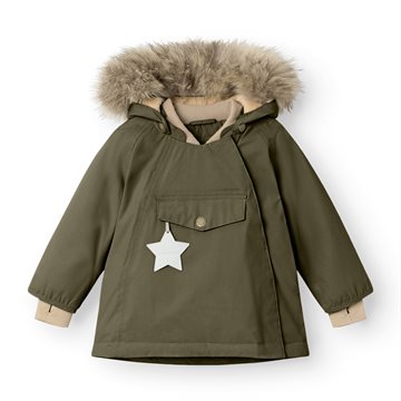 Mini A Ture MATWANG fleece lined winter jacket fur. GRS - Olive night