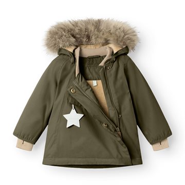 Mini A Ture MATWANG fleece lined winter jacket fur. GRS - Olive night