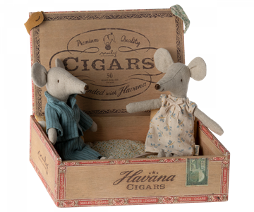 Maileg - Mor og far mus i cigaræske