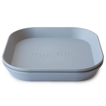 Mushie service firkantet tallerken  2 pak  - Cloud