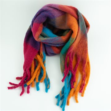 Titteboo - Zanla  Check  Fringed Scarf - Rainbow