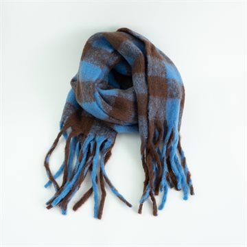 Titteboo - Zanla  Check  Fringed Scarf - Blueberry Cookies