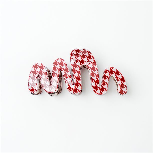 Titteboo - Wave Houndstooth Hair Claw - Scarlet