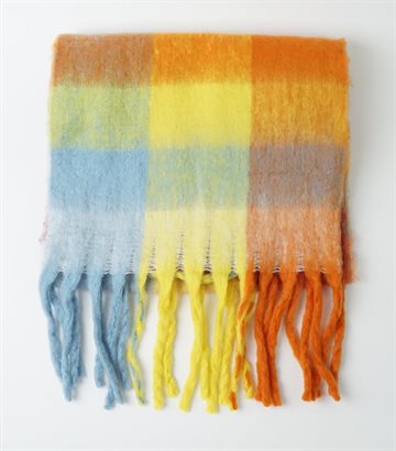 Titteboo - Zanla  Check  Fringed Scarf - Orange