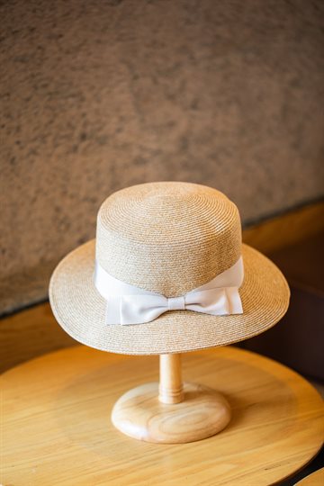 Titteboo - Frreda Bowknot Straw Hat - Nature/Off White