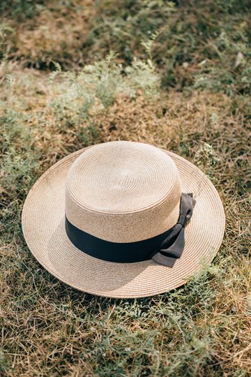 Titteboo - Frreda Bowknot Straw Hat - Nature/Black