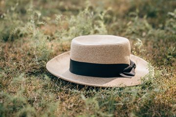 Titteboo - Frreda Bowknot Straw Hat - Nature/Black