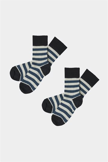 Fub - 2-Pack Classic Stripe Socks - Pond Blue/Dark Navy