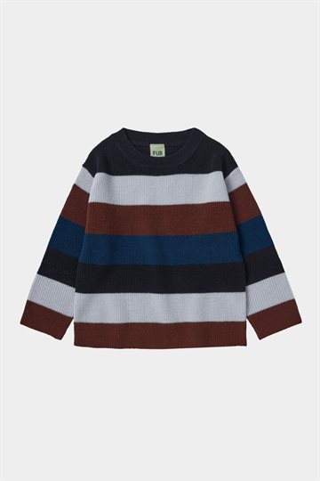 Fub - Classic Sweater - Dark Navy/Ecru/ Pond Blue/ Deep Sky