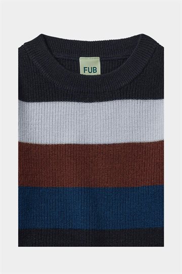 Fub - Classic Sweater - Dark Navy/Ecru/ Pond Blue/ Deep Sky