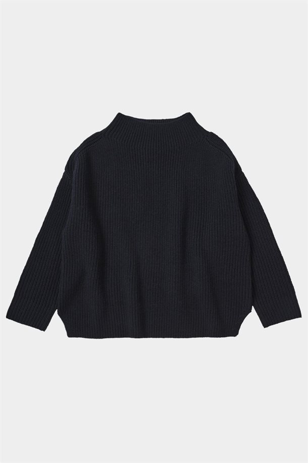 Fub - High Neck Sweater - Dark Navy