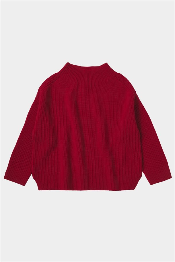 Fub - High Neck Sweater - Red