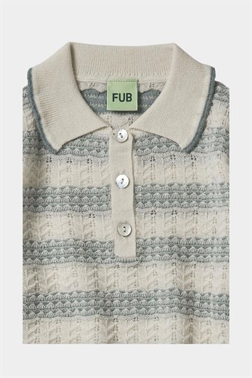 Fub - Pointelle Polo - Ecru/Misty Green