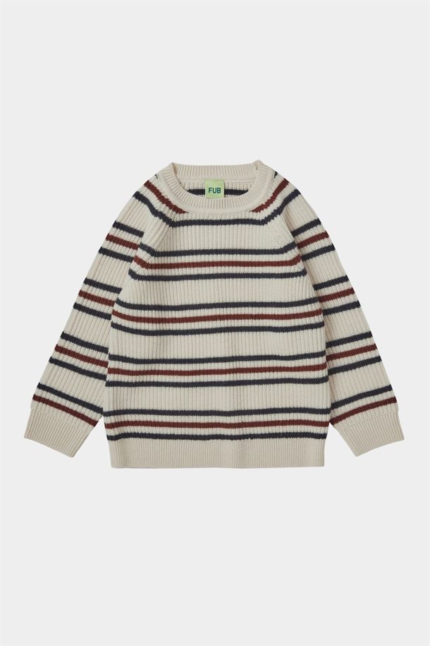 Fub - Raglan Sweater - Ecru/Dark Navy/Clay