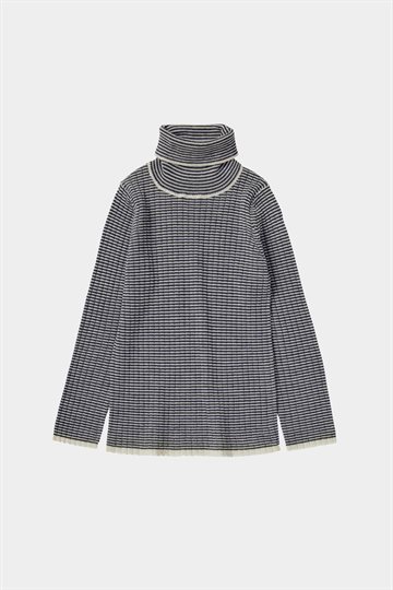 Fub -  Rollneck Blouse - Ecru/Dark Navy