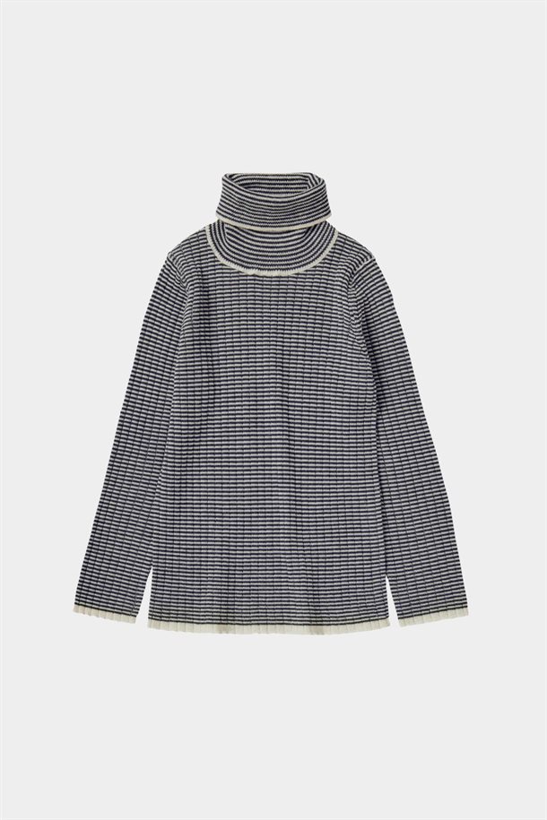 Fub -  Rollneck Blouse - Ecru/Dark Navy