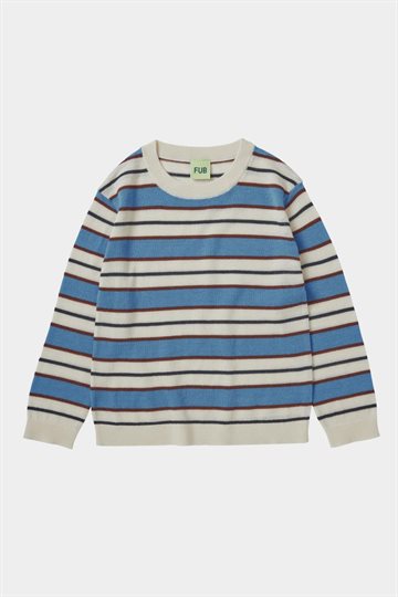 Fub -  Striped Blouse - Ecru/Deep Sky