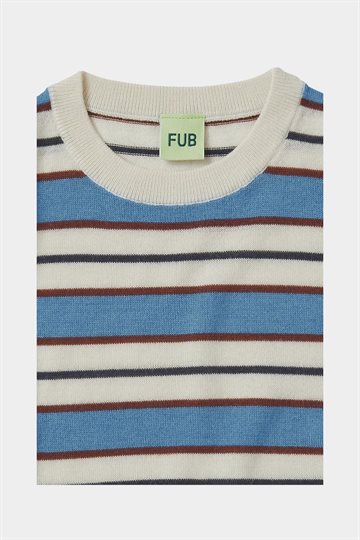 Fub -  Striped Blouse - Ecru/Deep Sky