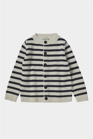 Fub - Striped Cardigan - Ecru/Dark Navy