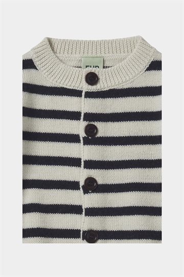 Fub - Striped Cardigan - Ecru/Dark Navy