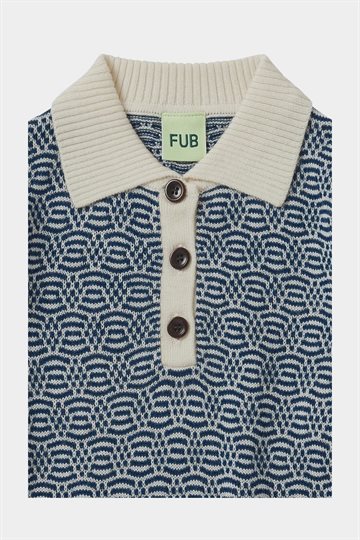 Fub -  Structure Polo - Ecru/Pond Blue