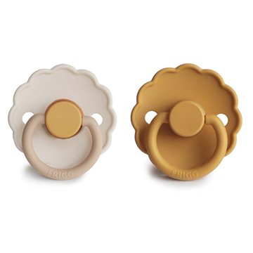 FRIGG Daisy - Round Latex 2-Pack Pacifiers - Chamomile/Honey gold